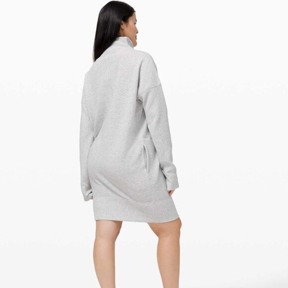 Lululemon Call for Cozy Mini Dress Heathered Core Ultra Light Grey Size 4 - Picture 2 of 8